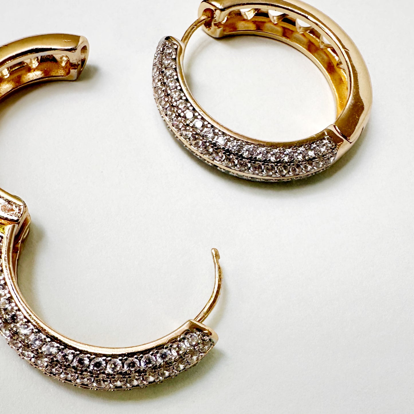 Classic Gold Tone Zirconia Hoop Earrings
