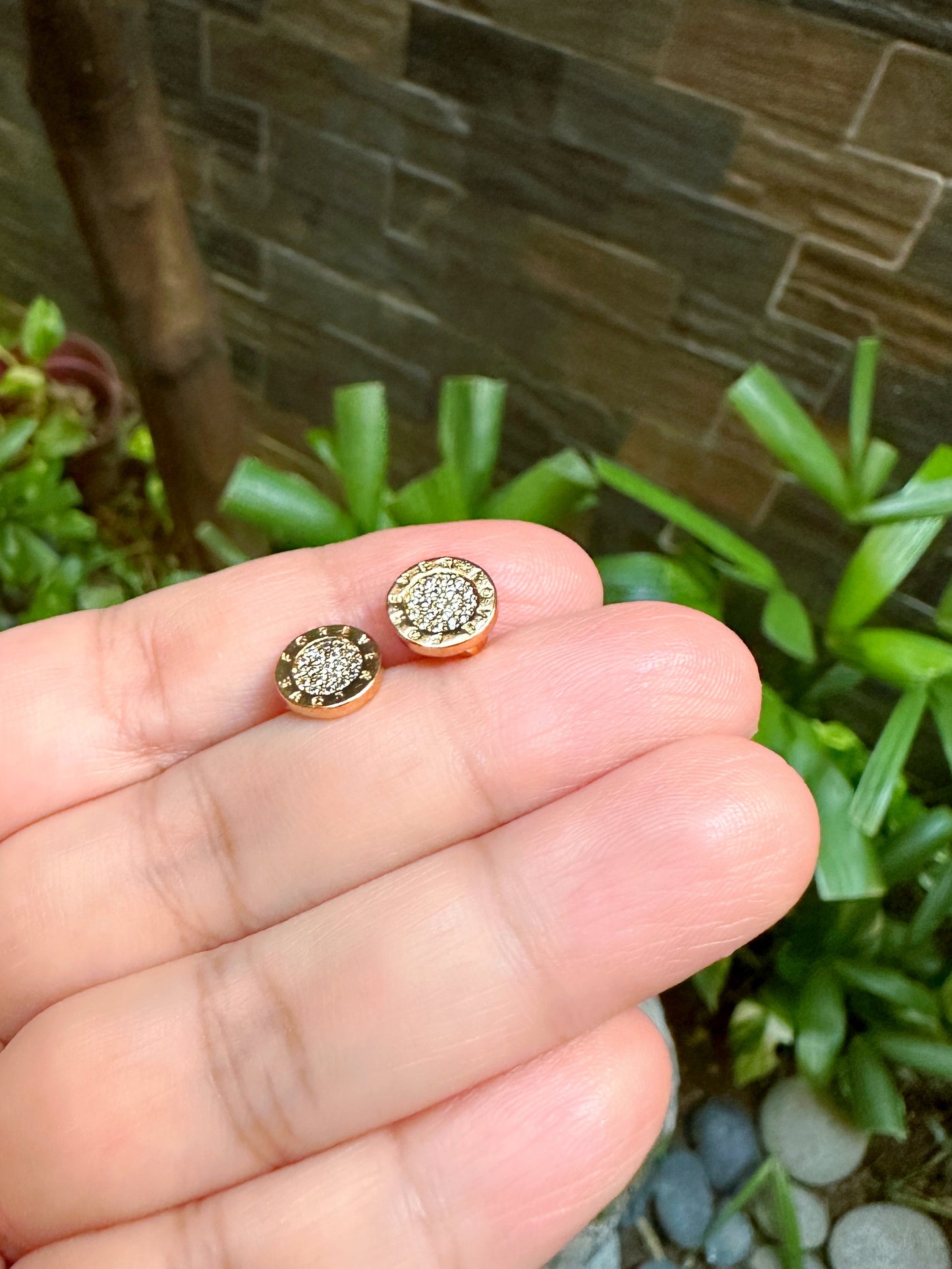 Gold-Coated Druzy-Inspired Stud Earrings