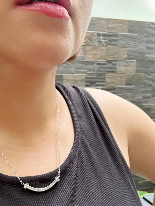 Curved Baguette Bar Necklace