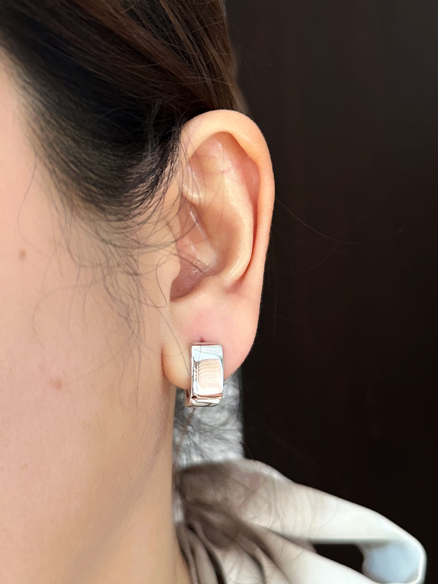 Quadro Hoops in White Gold Tone