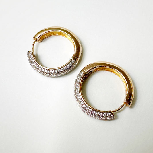 Classic Gold Tone Zirconia Hoop Earrings
