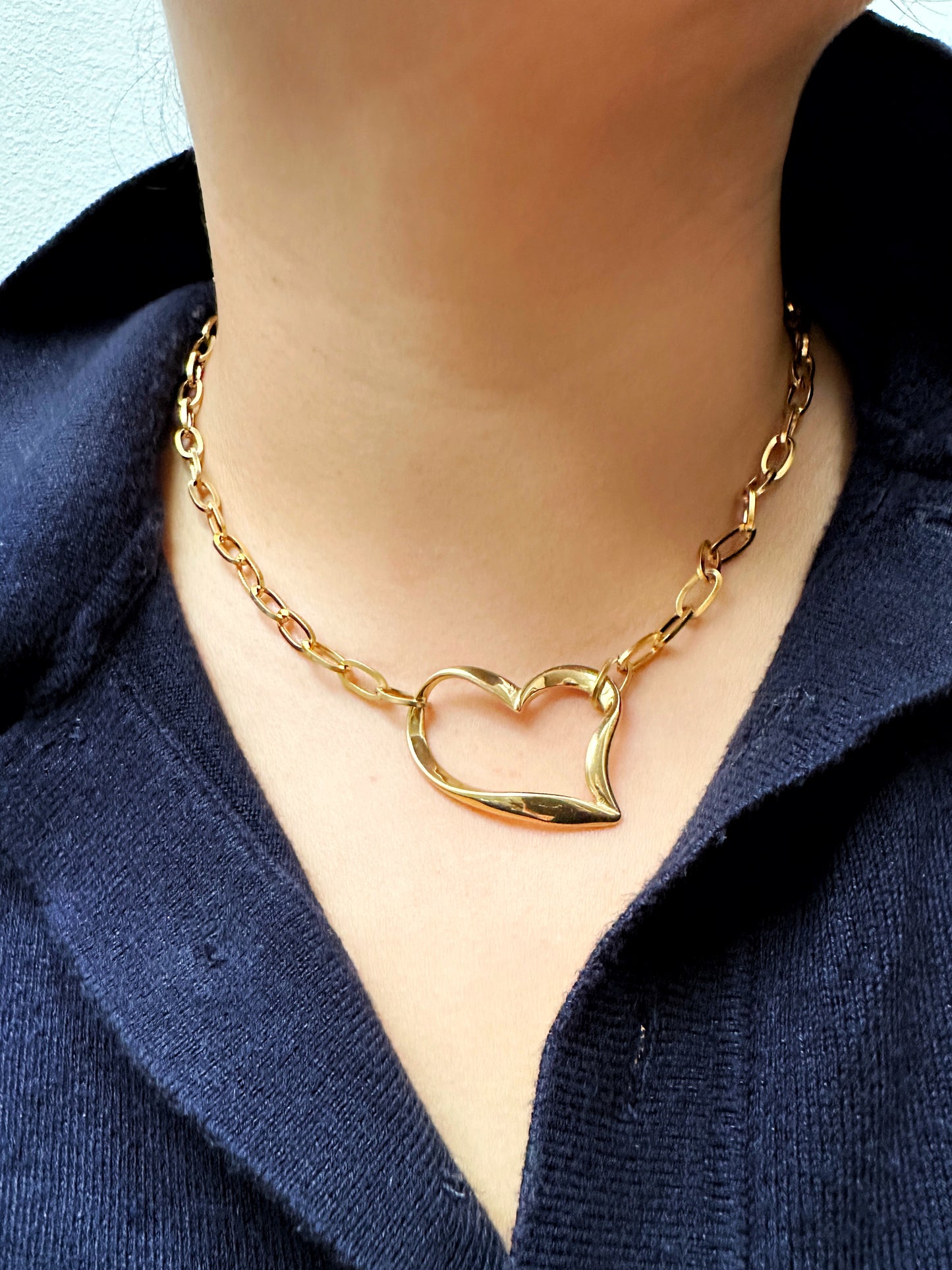 Open Heart Link Necklace & Bracelet Set