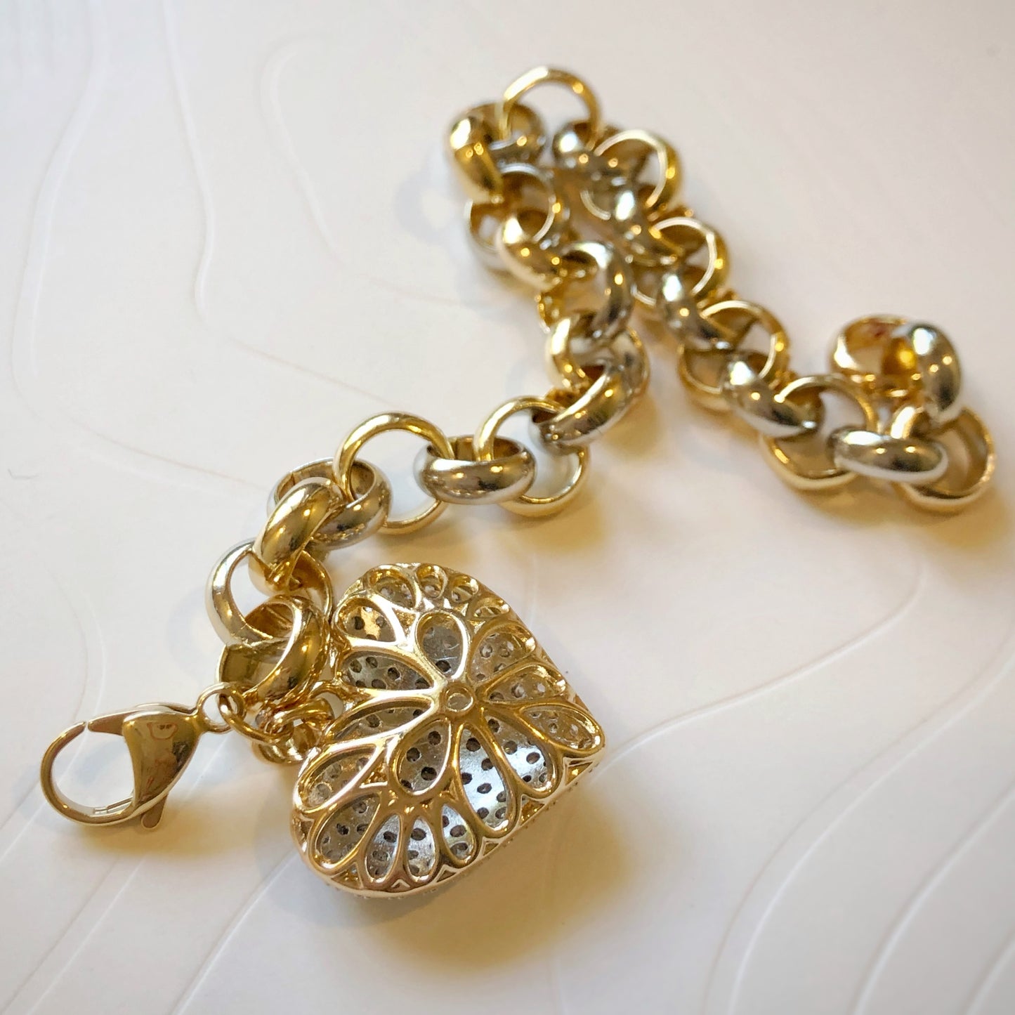 Heart of Gold Sparkling Charm Bracelet