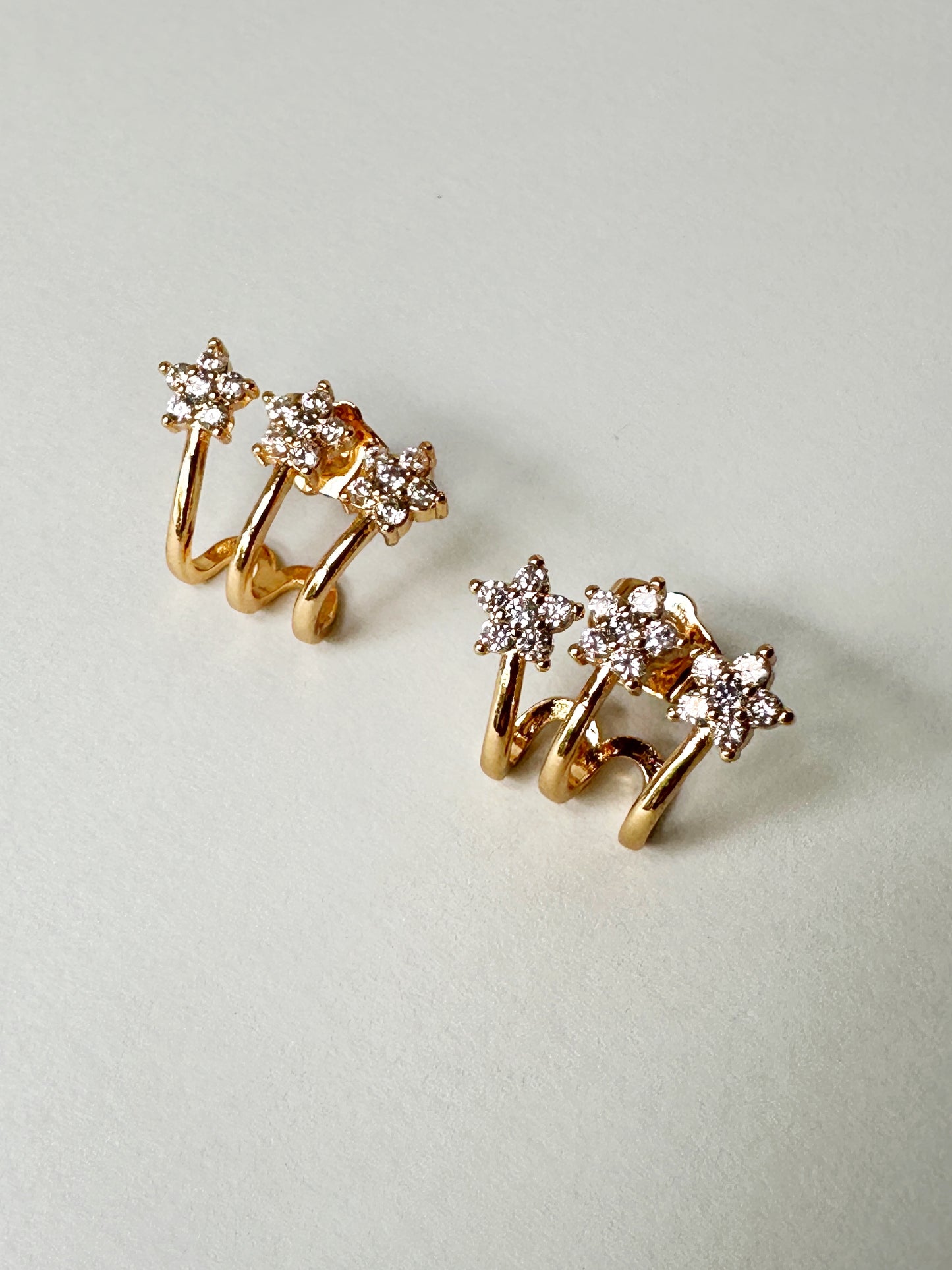 Celestial Trio Star Cuff Earrings
