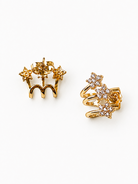 Celestial Trio Star Cuff Earrings