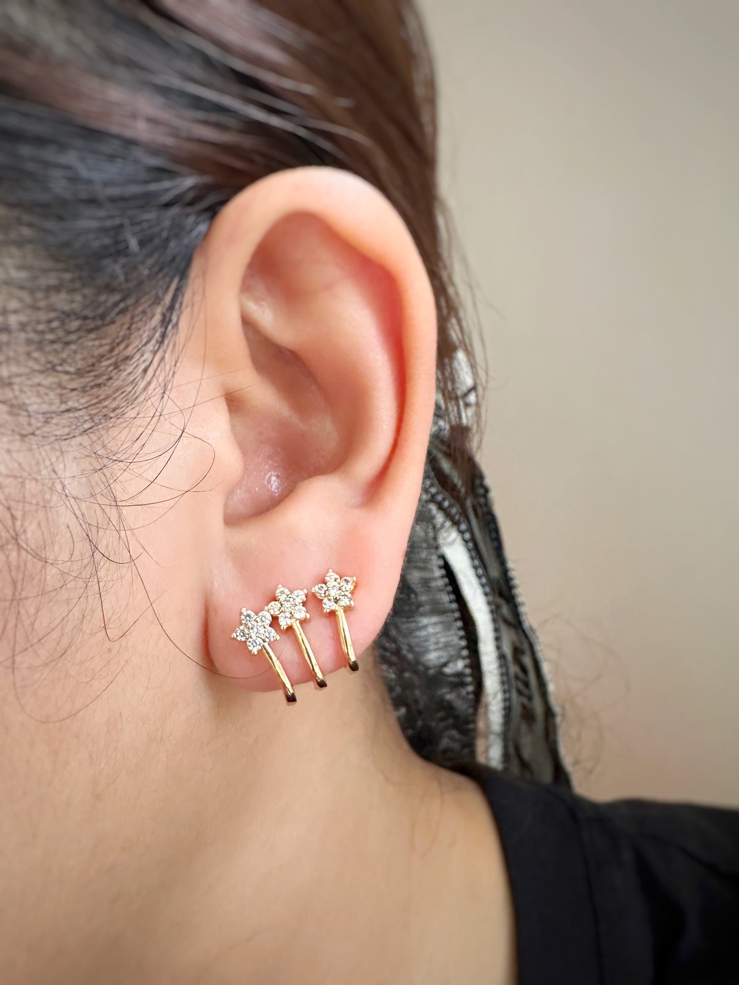Celestial Trio Star Cuff Earrings