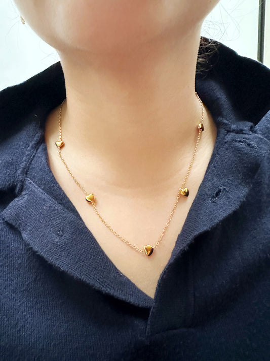 Floating Hearts Necklace & Bracelet Set