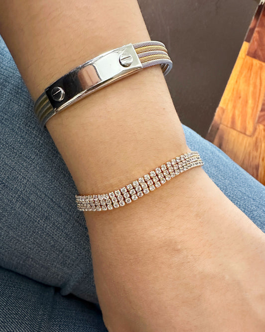 Classic Three-Row Tennis Bracelet