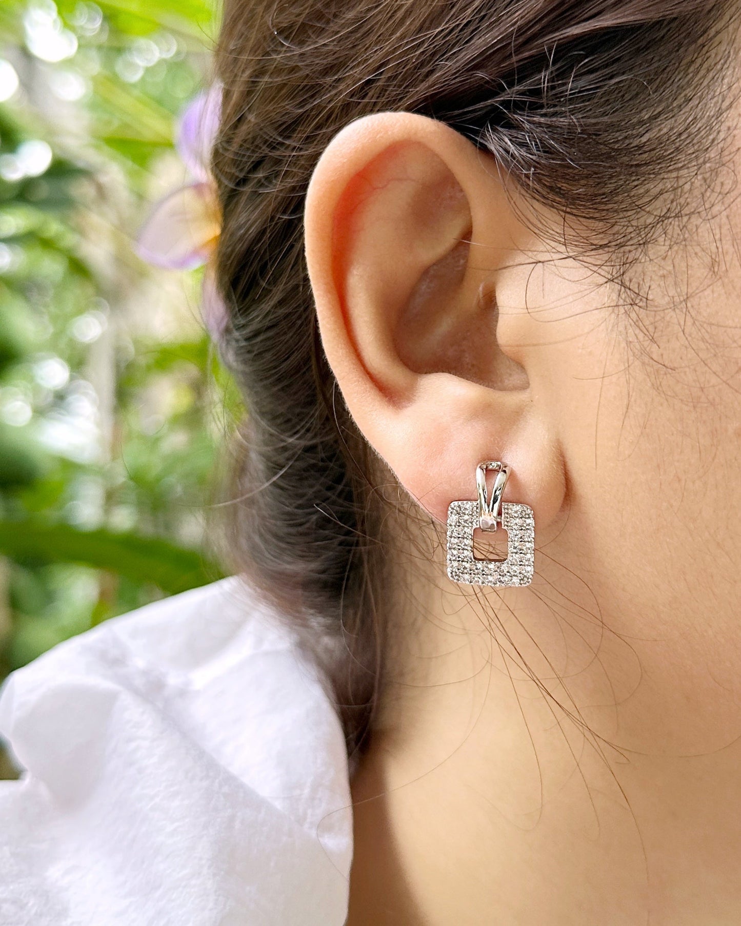 Radiant Square Cut Zirconia Dangling Earrings