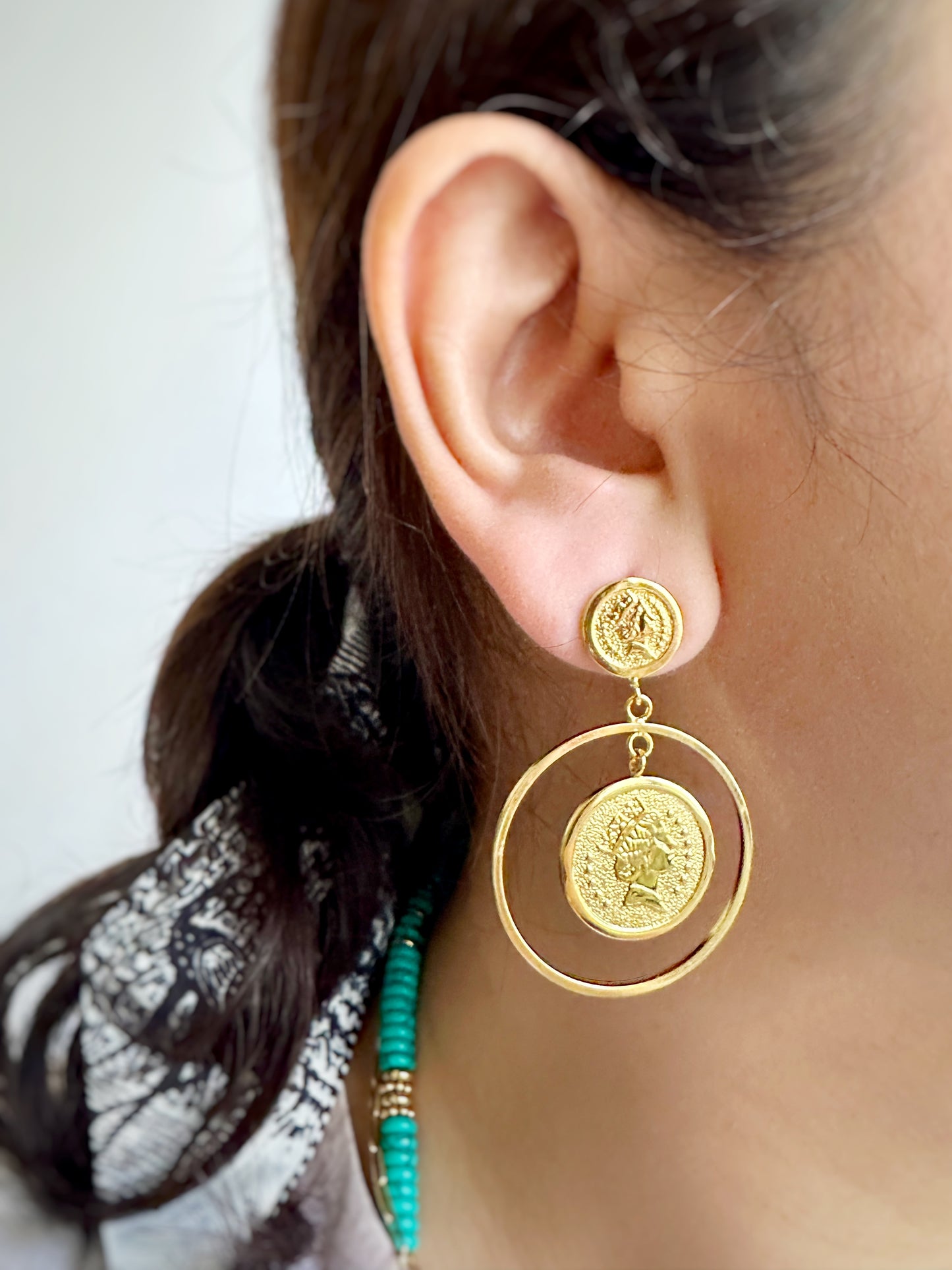 Queen Elizabeth Statement Drop Earrings in Stainless Steel