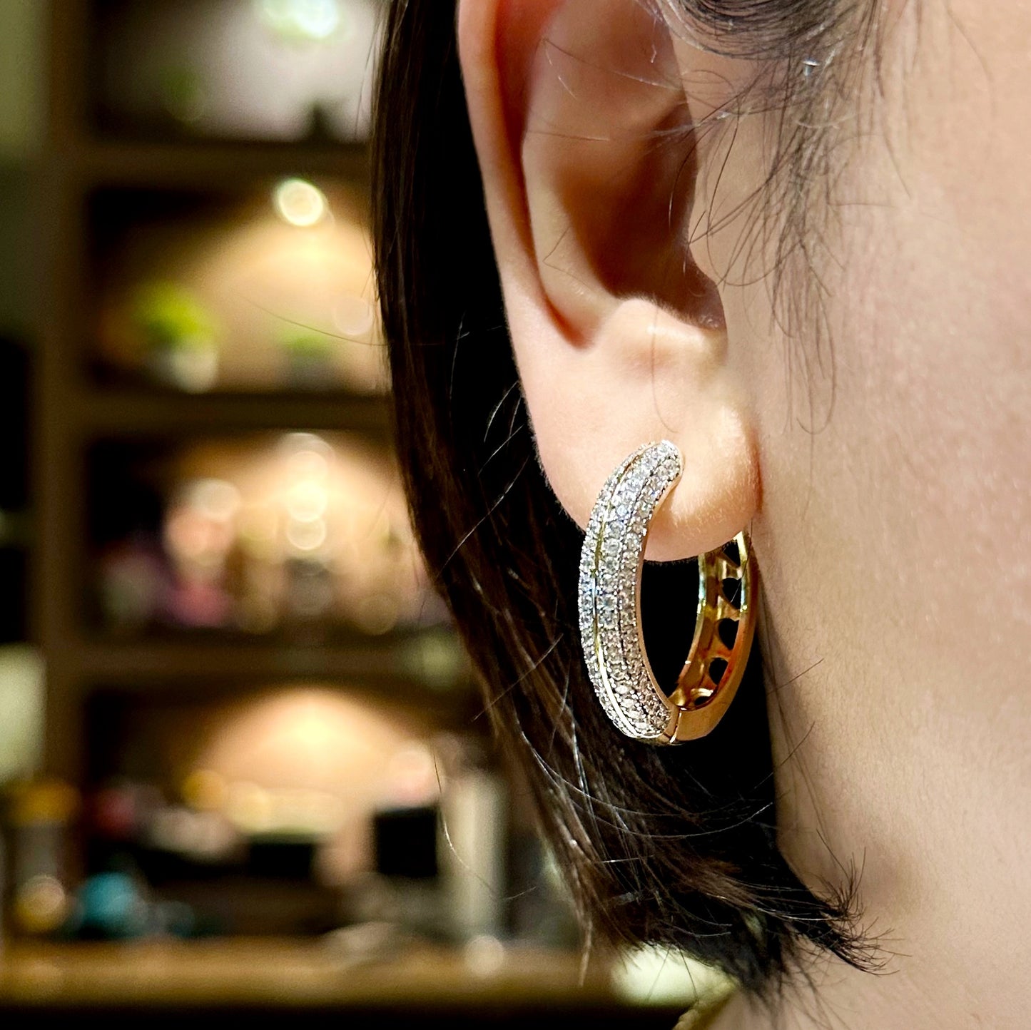 Classic Gold Tone Zirconia Hoop Earrings