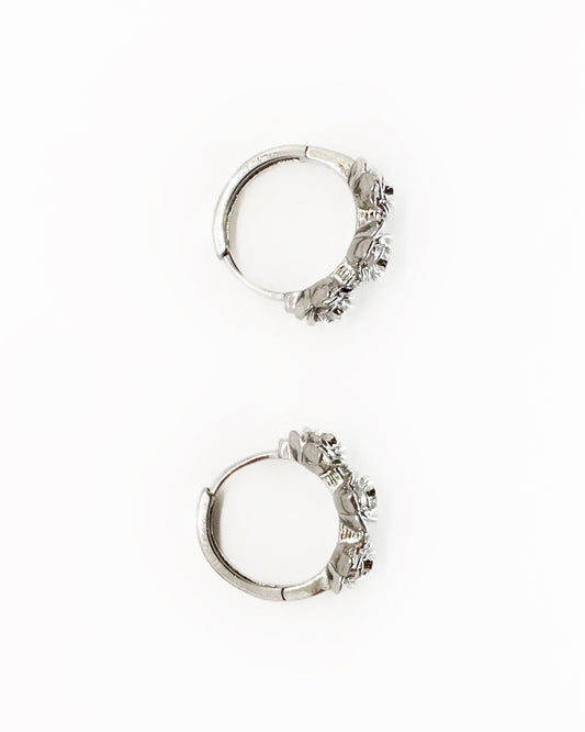 Rosette Hoop Earrings – 18K White Gold Dipped