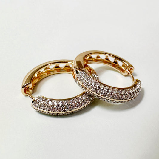 Classic Gold Tone Zirconia Hoop Earrings