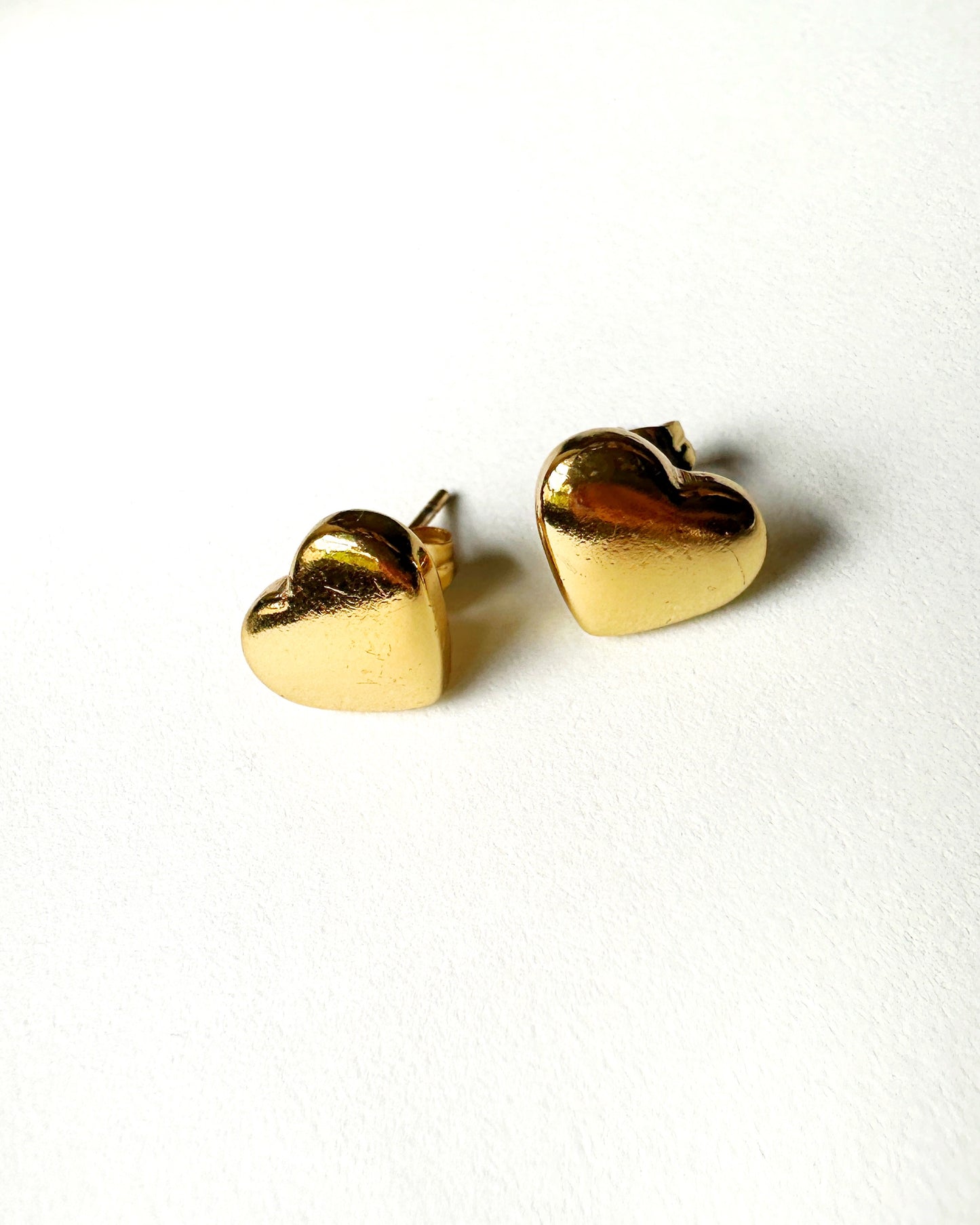 Puffed Heart Stud Earrings in Stainless Steel