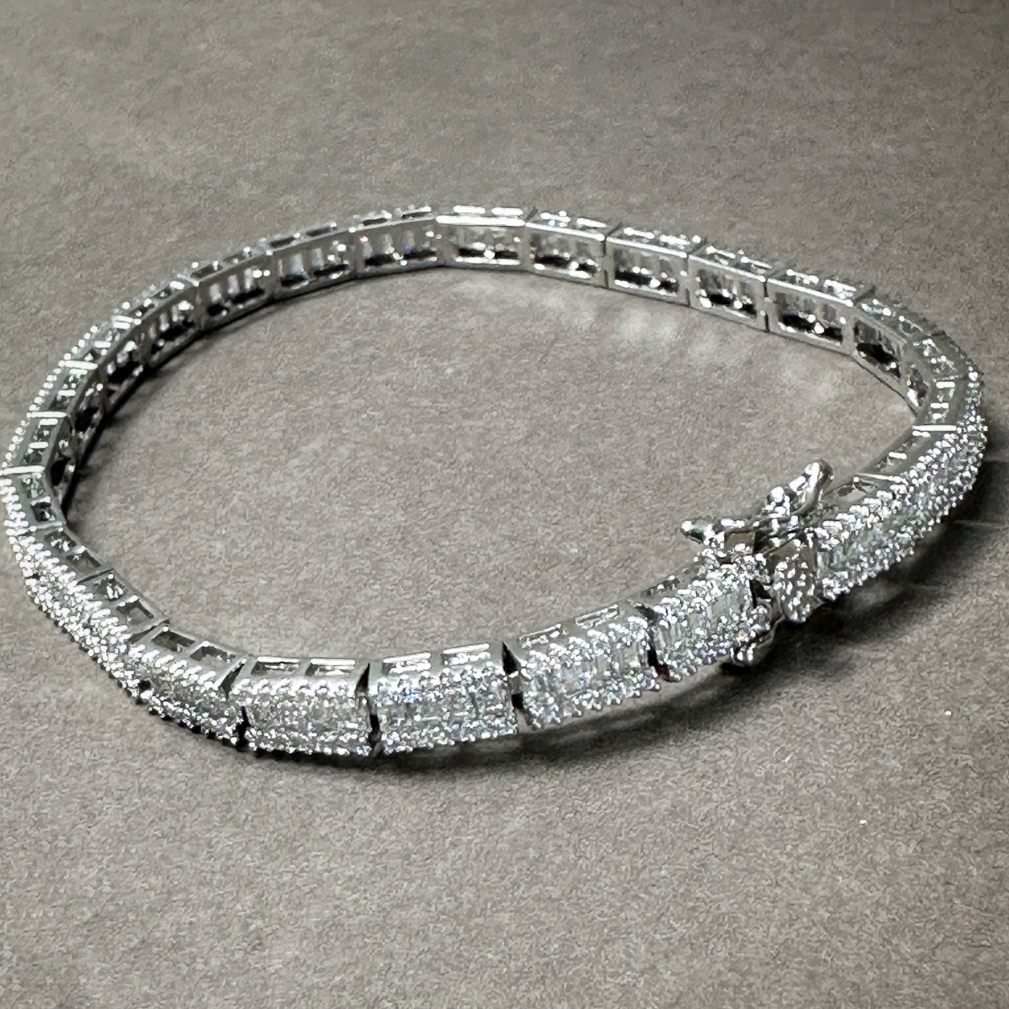 Diamond-Glow Double-Clasp Tennis Bracelet