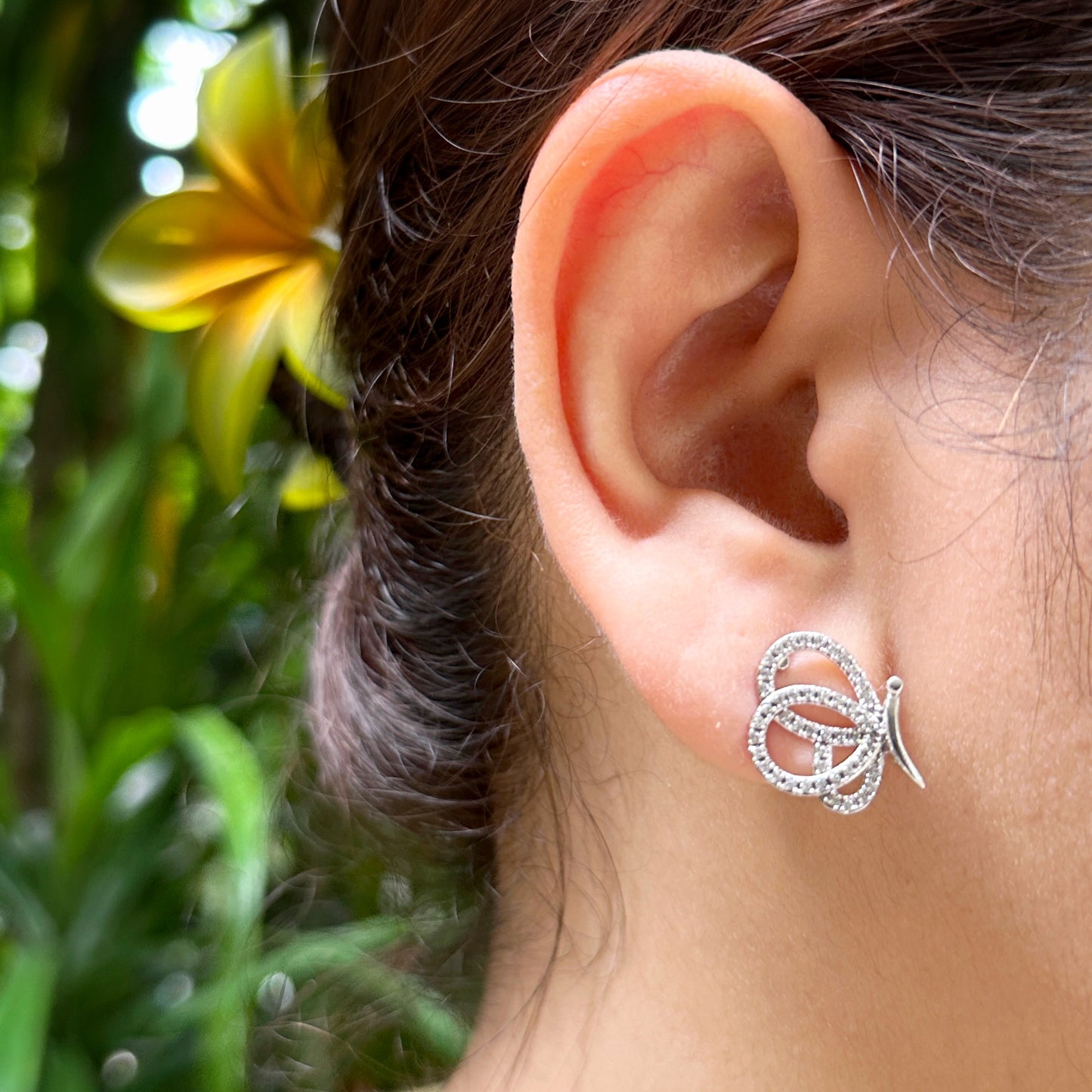 Butterfly Pretzel CZ Stud Earrings