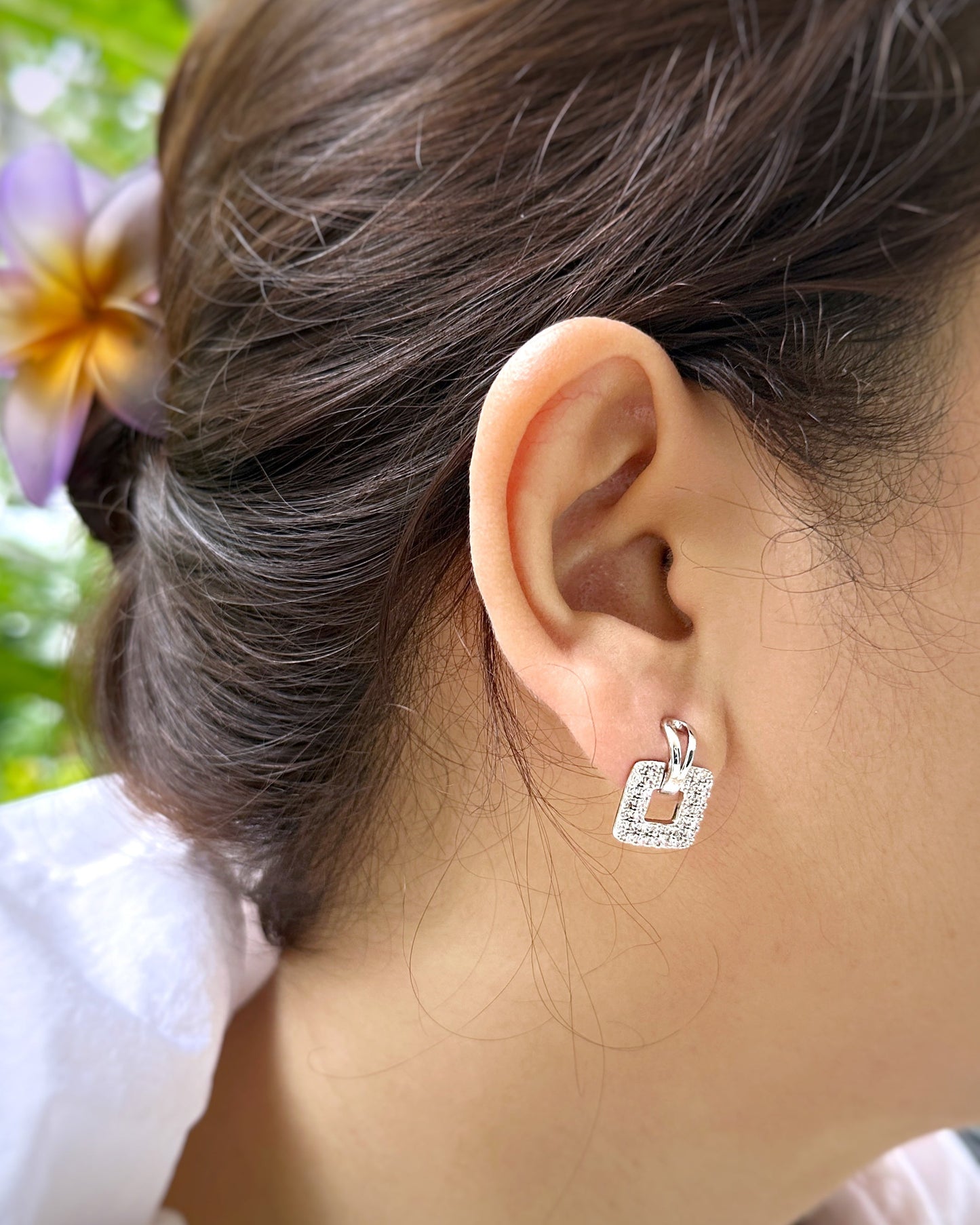 Radiant Square Cut Zirconia Dangling Earrings