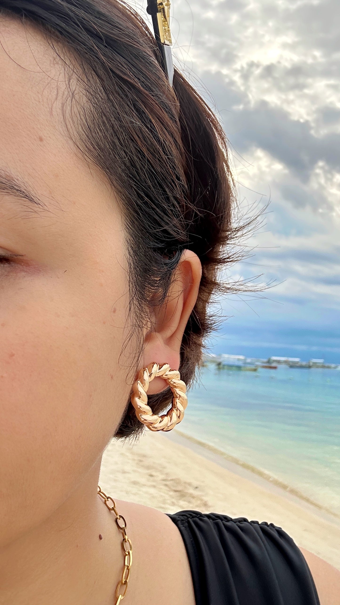 Twist Rope Open Circle Statement Earrings