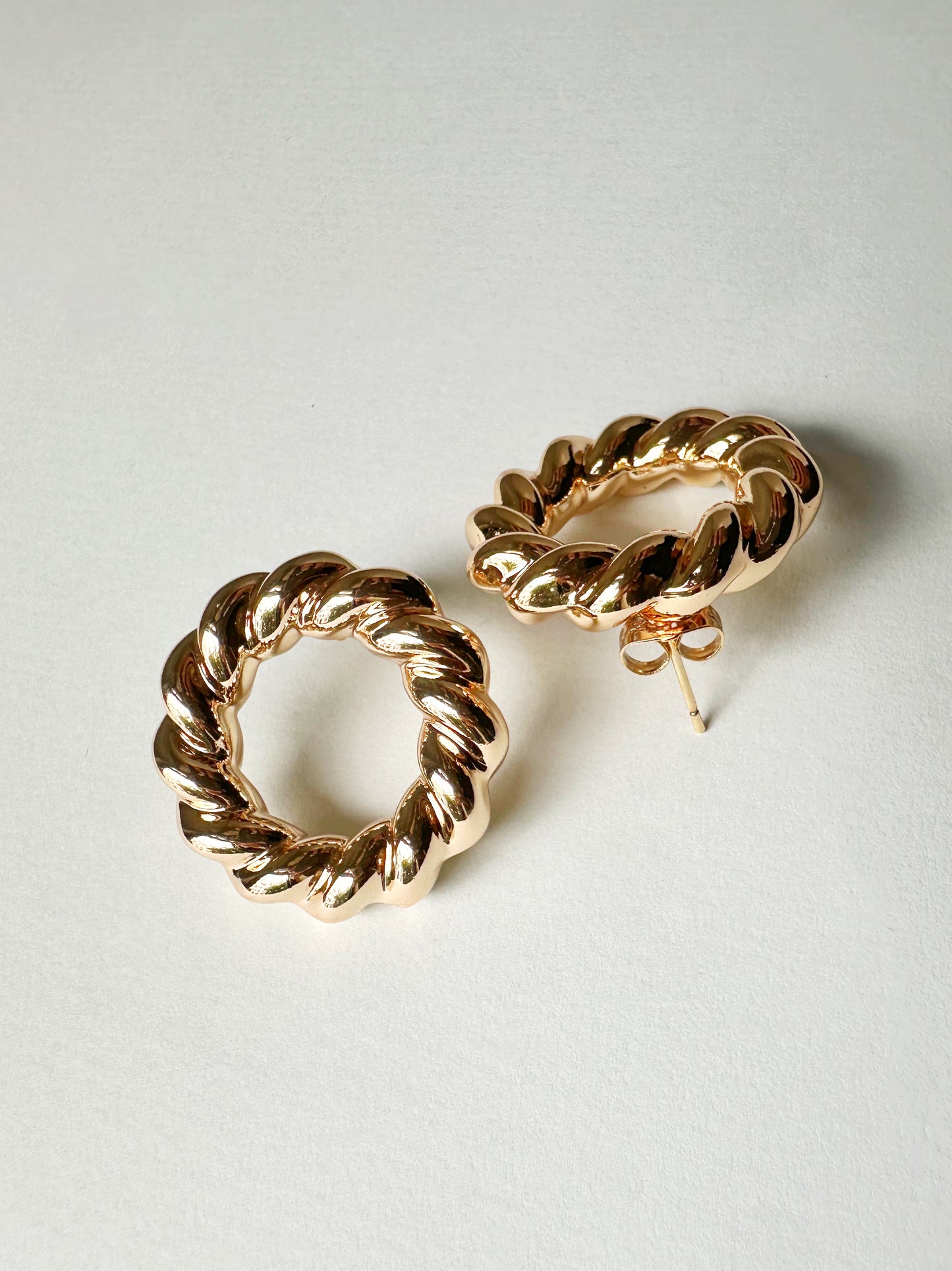 Twist Rope Open Circle Statement Earrings