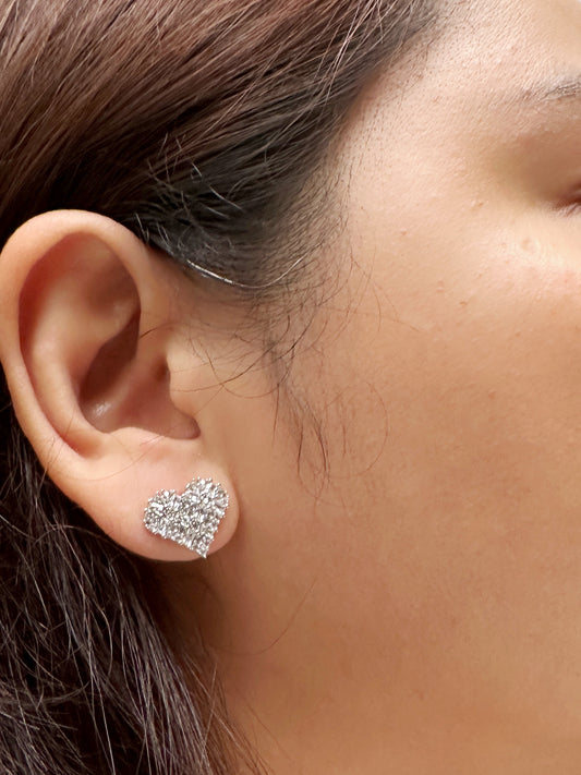 Twinkle Heart Pavé Stud Earrings