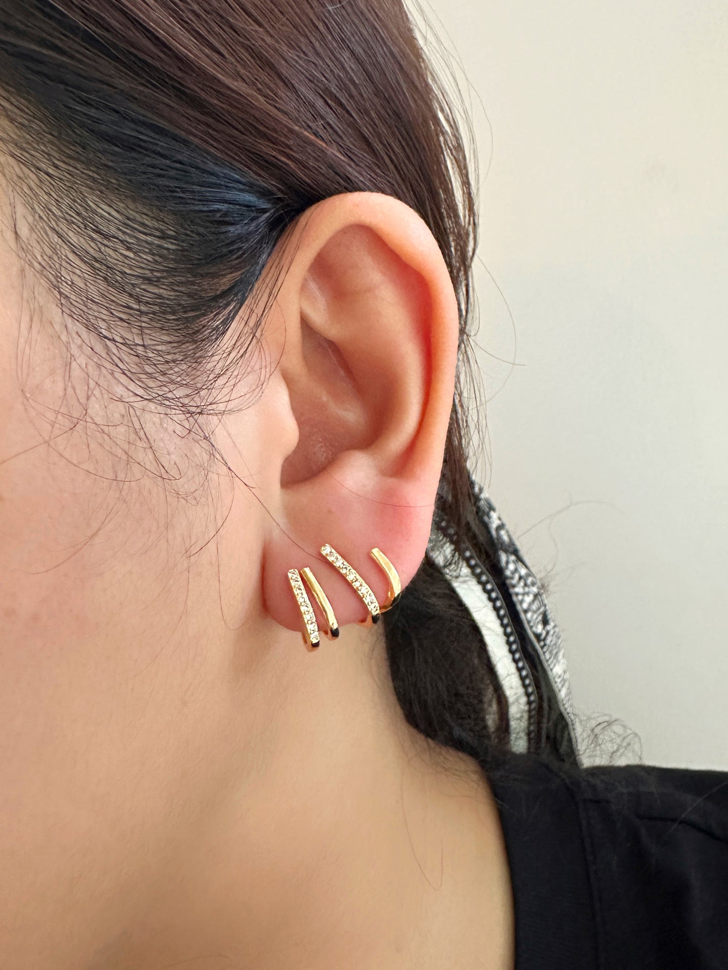 Triple Arc Sparkle Ear Cuff Earrings