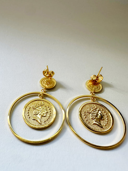 Queen Elizabeth Statement Drop Earrings in Stainless Steel