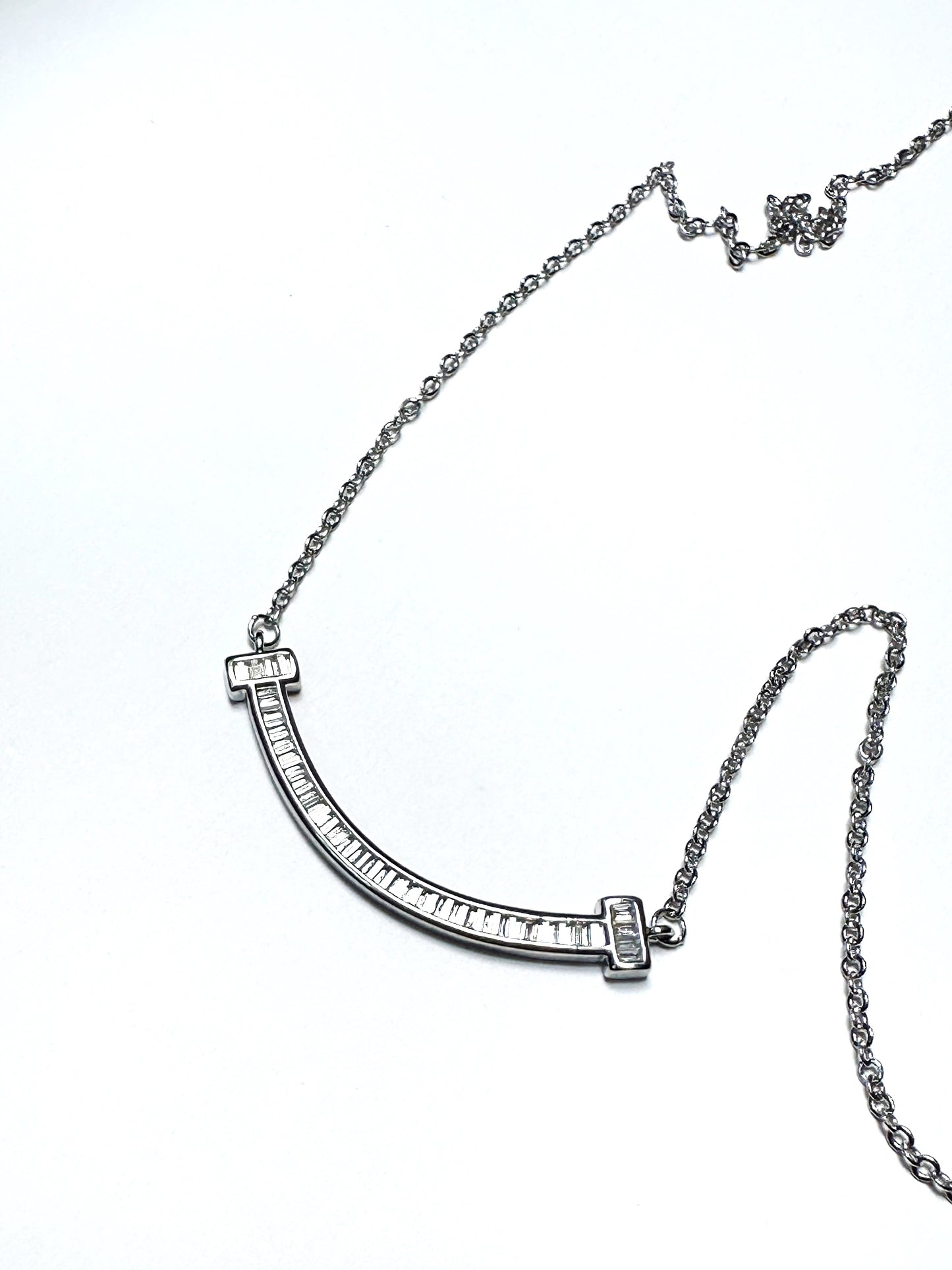 Curved Baguette Bar Necklace