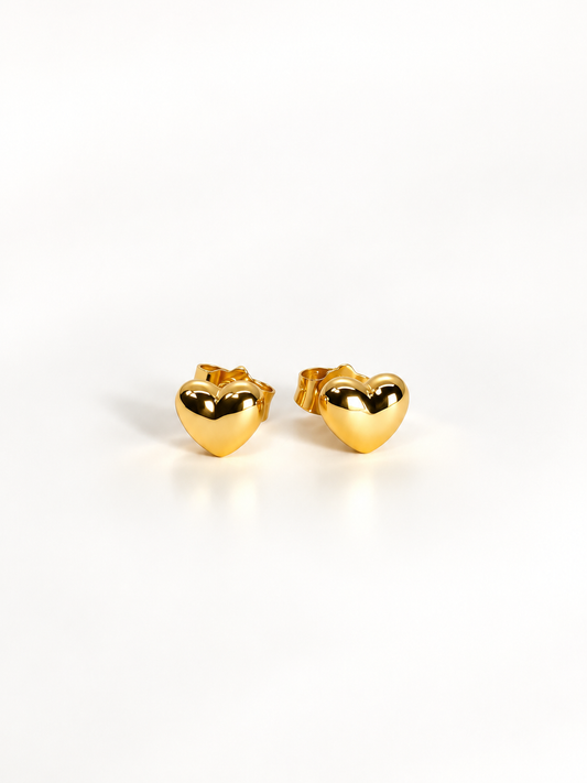 Petite Bubble Heart Stud Earrings in 18K Gold-Plated Stainless Steel