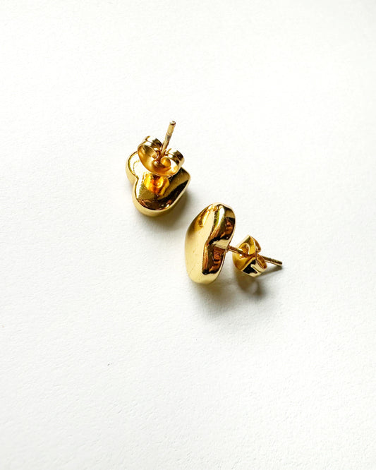 Puffed Heart Stud Earrings in Stainless Steel