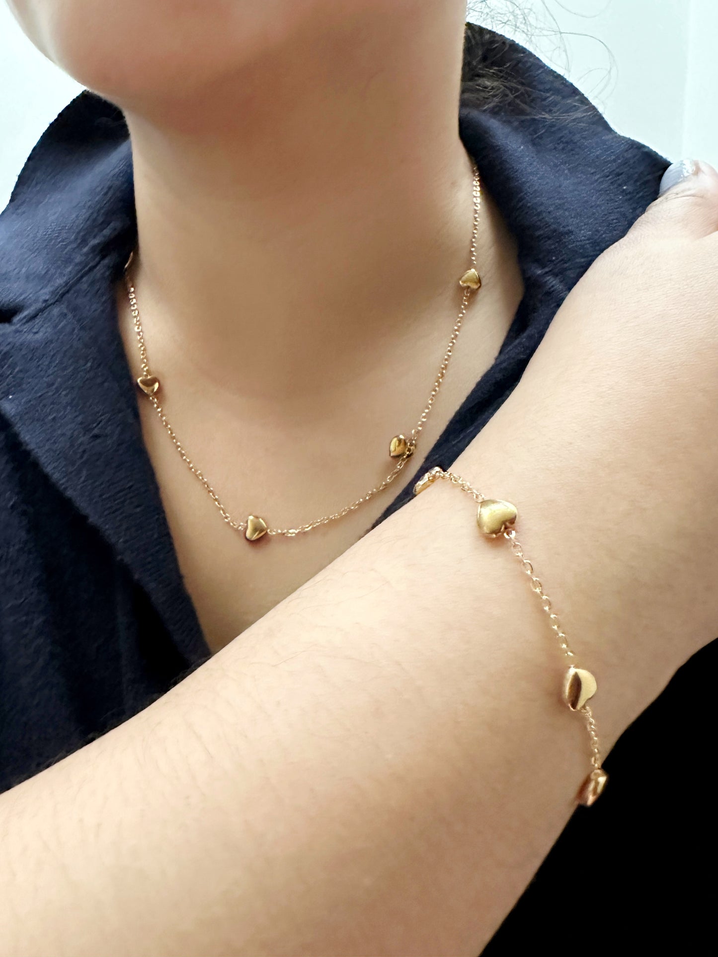 Floating Hearts Necklace & Bracelet Set