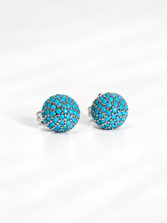 Micro-Pavé Turquoise Bead Sphere Stud Earrings