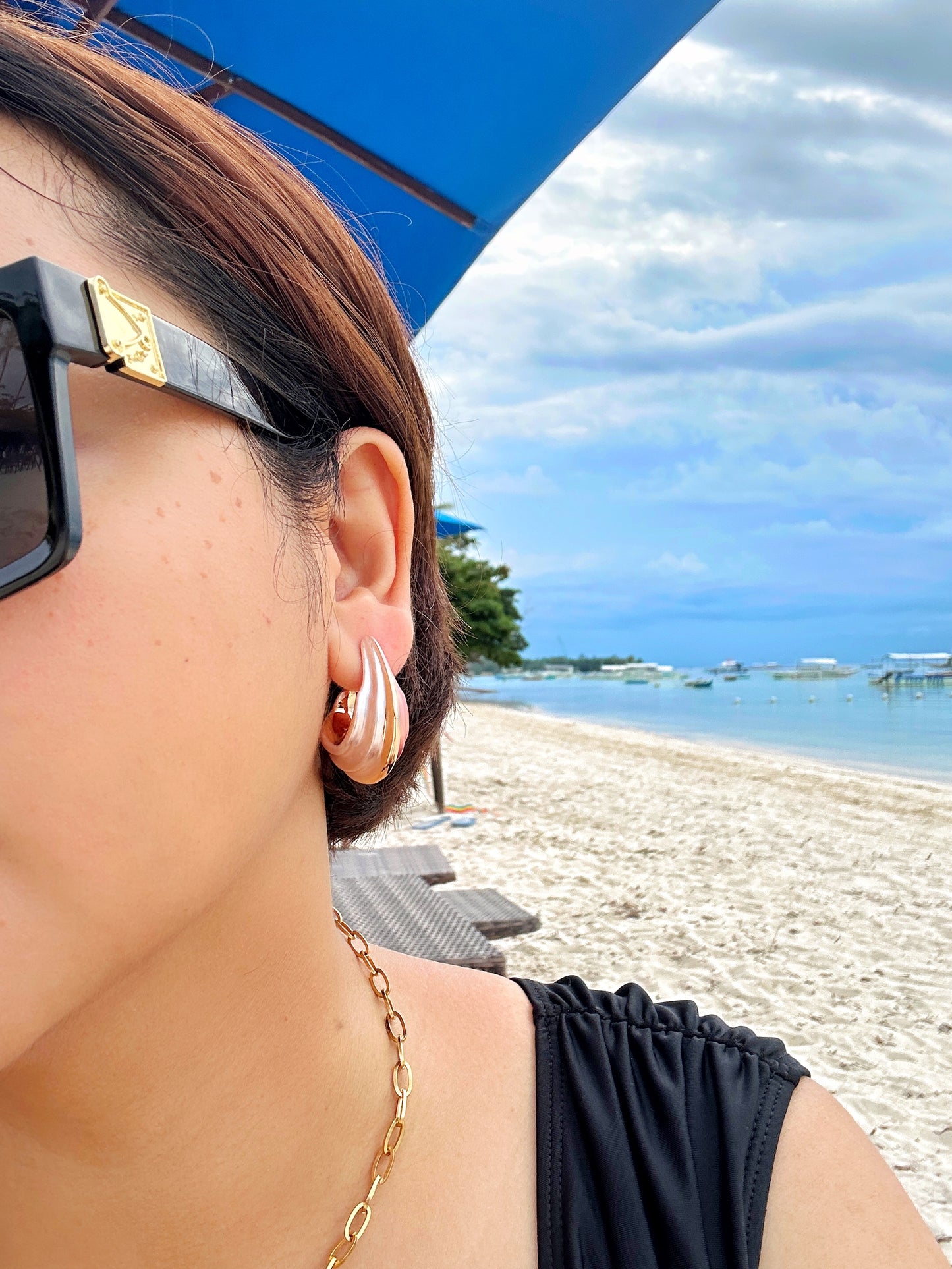 Tropical Sunset Shell Wave Statement Earrings