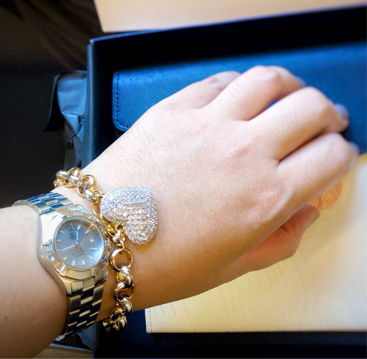 Heart of Gold Sparkling Charm Bracelet