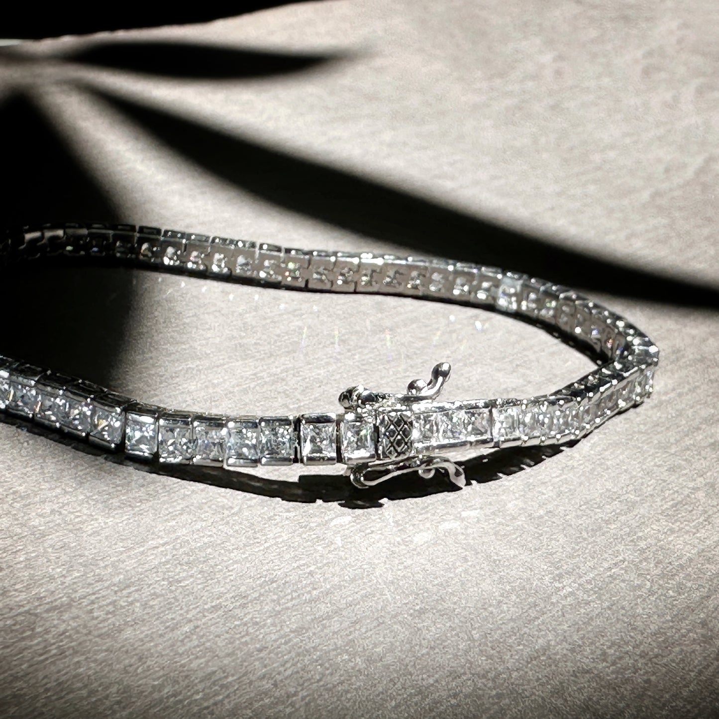 Elegant Princess Cut Double-Clasp Tennis Bracelet