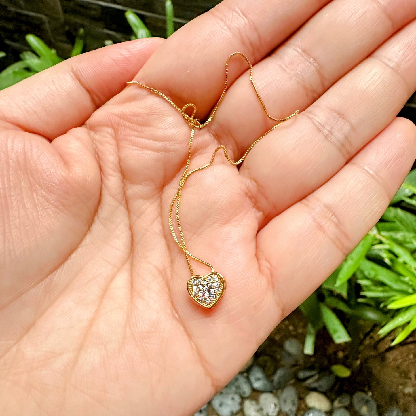 Mini Heart with Micro CZ Stones Necklace