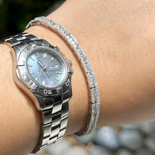 Diamond-Glow Double-Clasp Tennis Bracelet