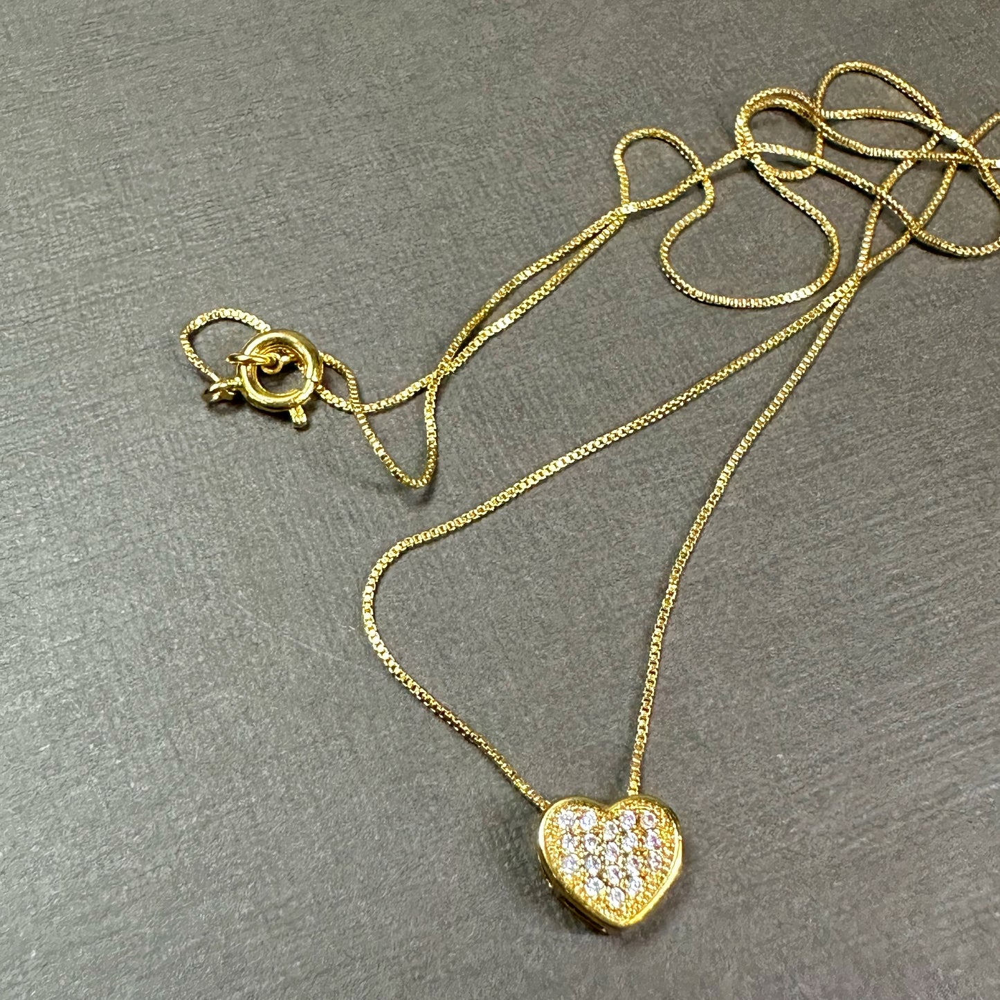 Mini Heart with Micro CZ Stones Necklace