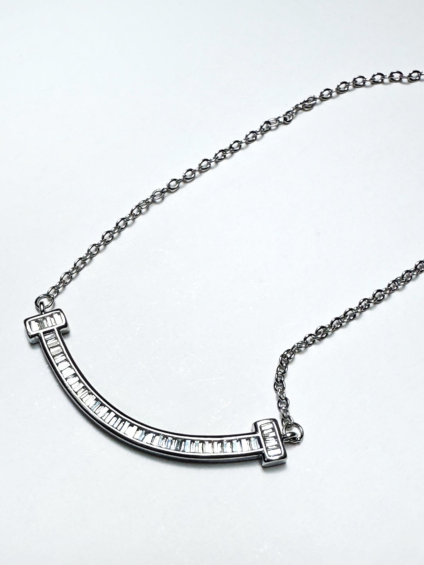 Curved Baguette Bar Necklace