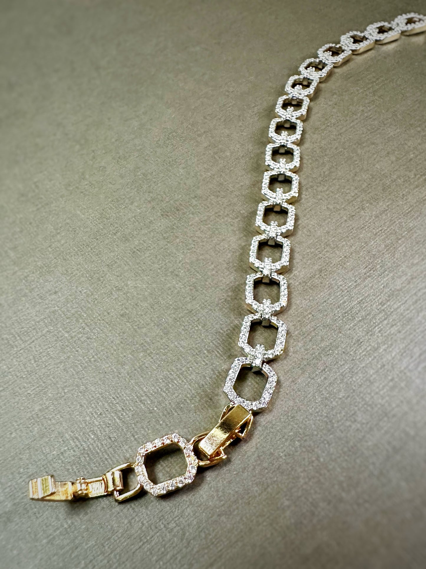 Geometric Tennis Bracelet in Two-Tone