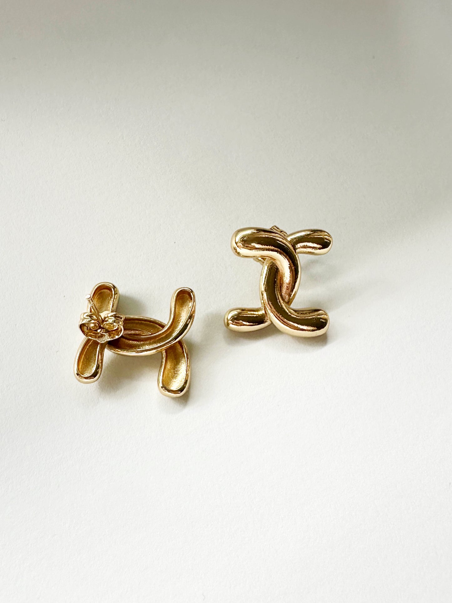 Chunky Knot Statement Stud Earrings in Stainless Steel