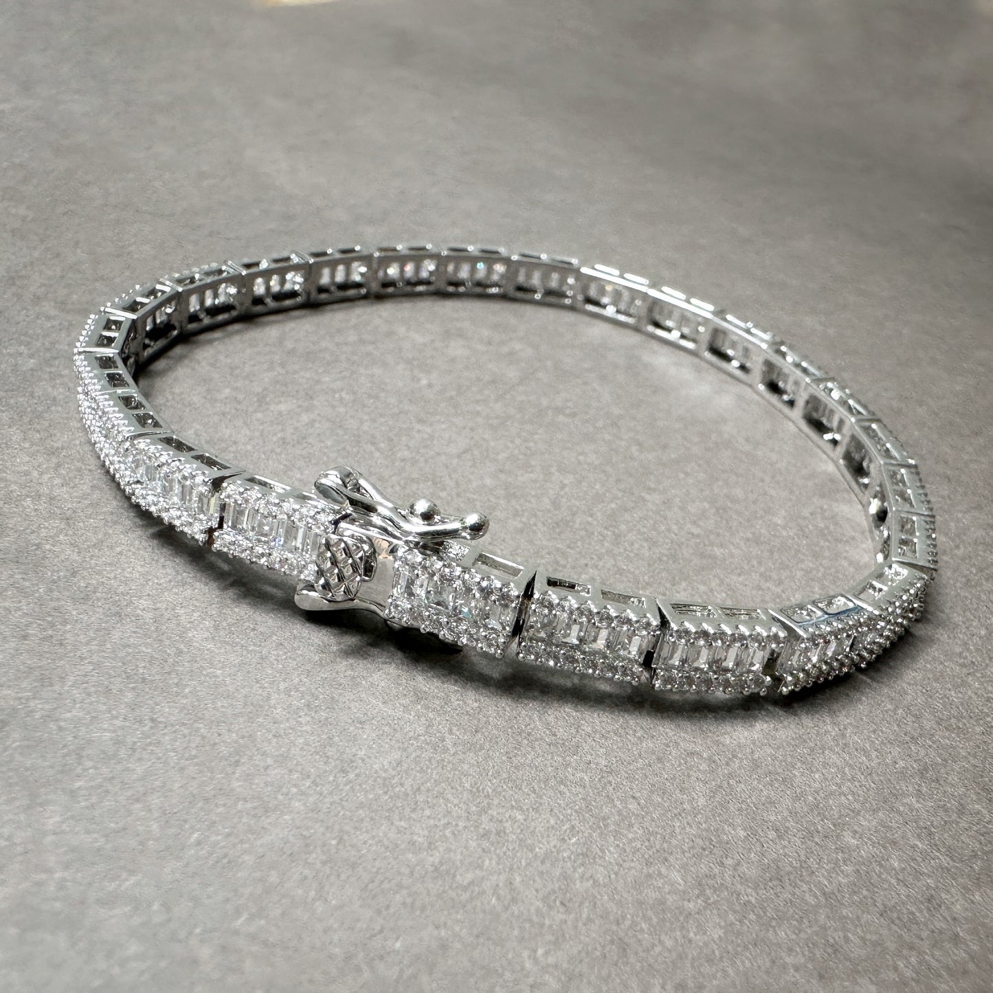 Diamond-Glow Double-Clasp Tennis Bracelet