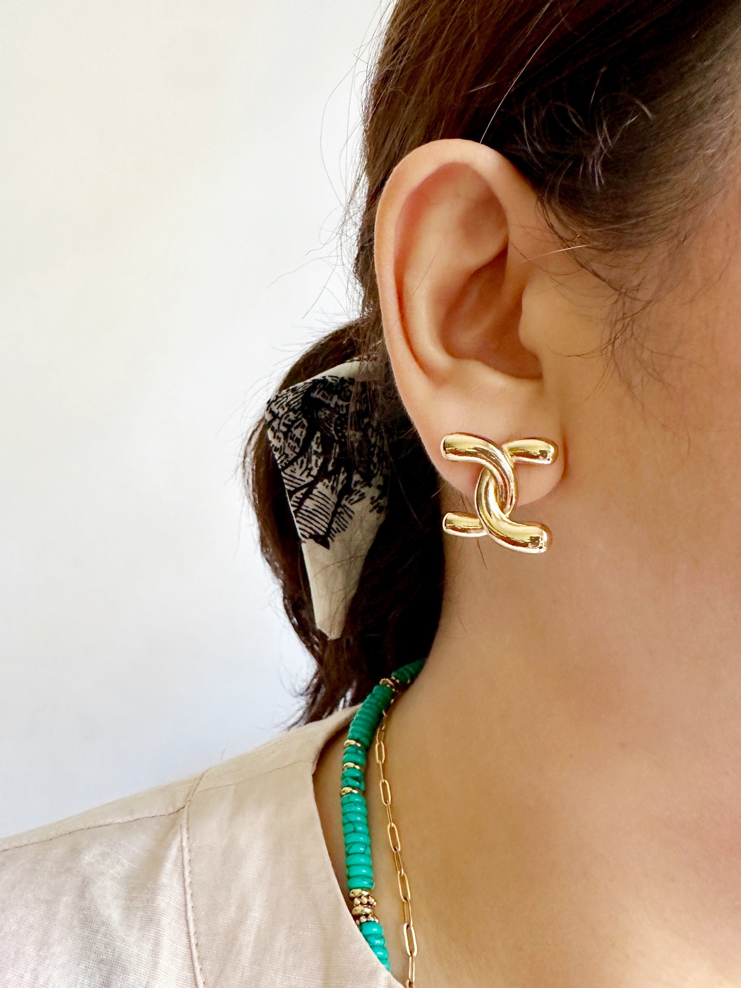 Chunky Knot Statement Stud Earrings in Stainless Steel