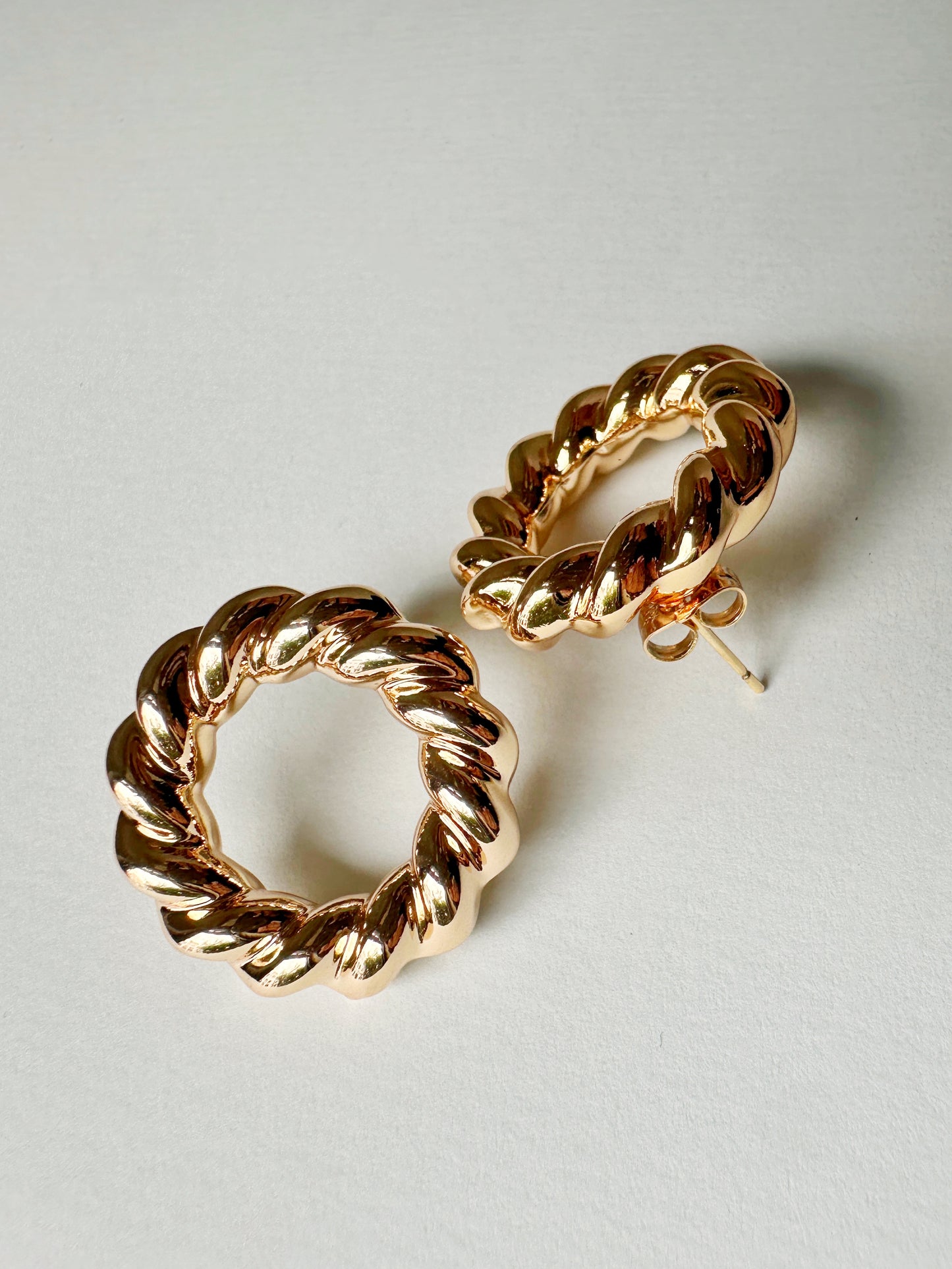 Twist Rope Open Circle Statement Earrings