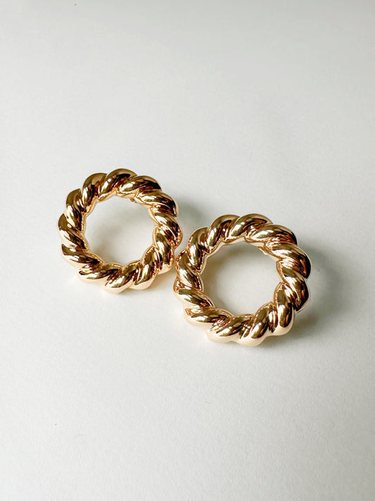 Twist Rope Open Circle Statement Earrings