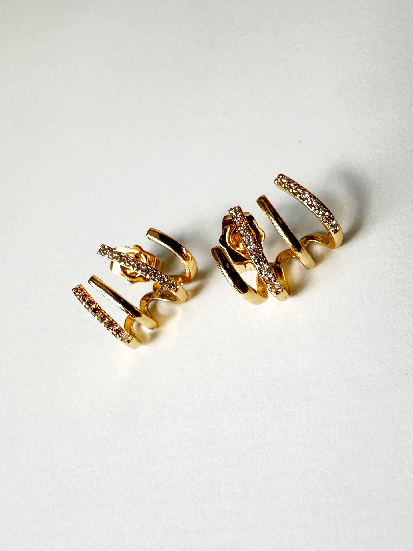 Triple Arc Sparkle Ear Cuff Earrings