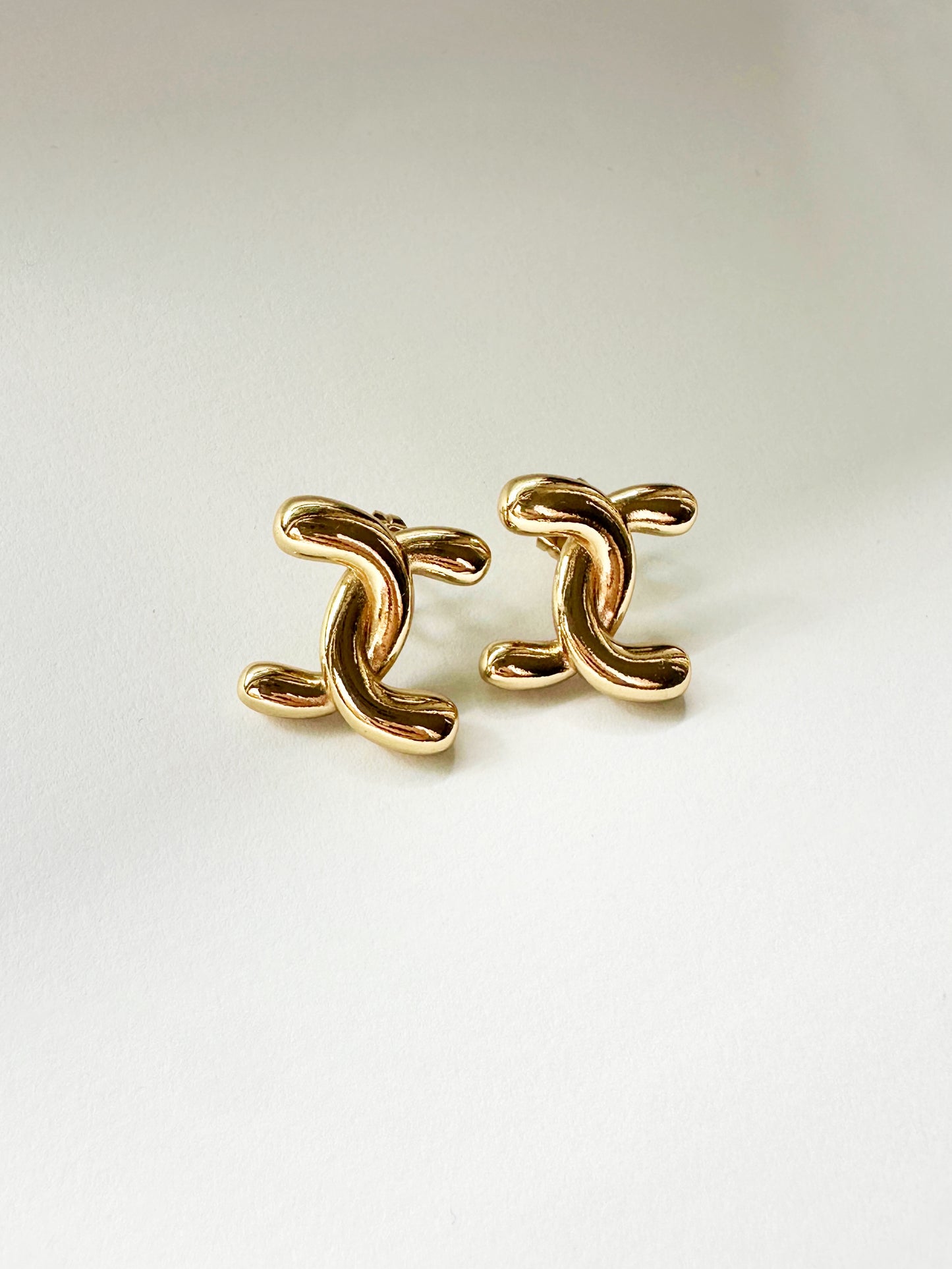 Chunky Knot Statement Stud Earrings in Stainless Steel