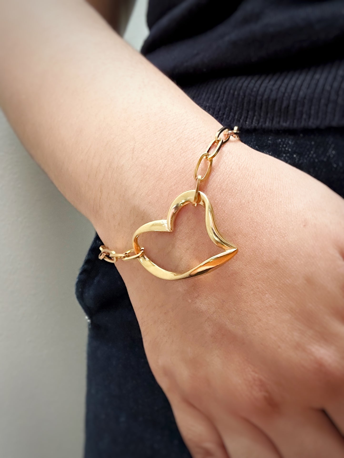 Open Heart Link Necklace & Bracelet Set