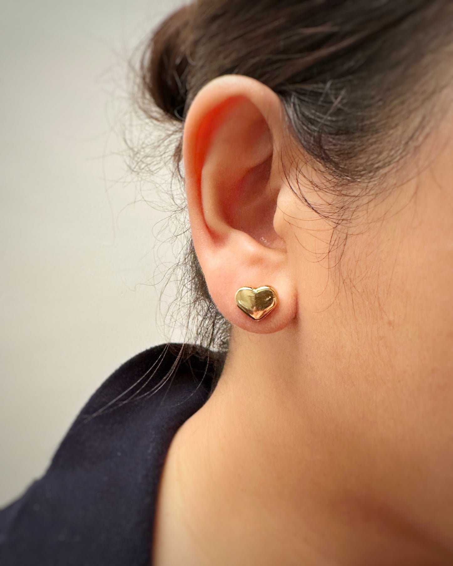 Puffed Heart Stud Earrings in Stainless Steel