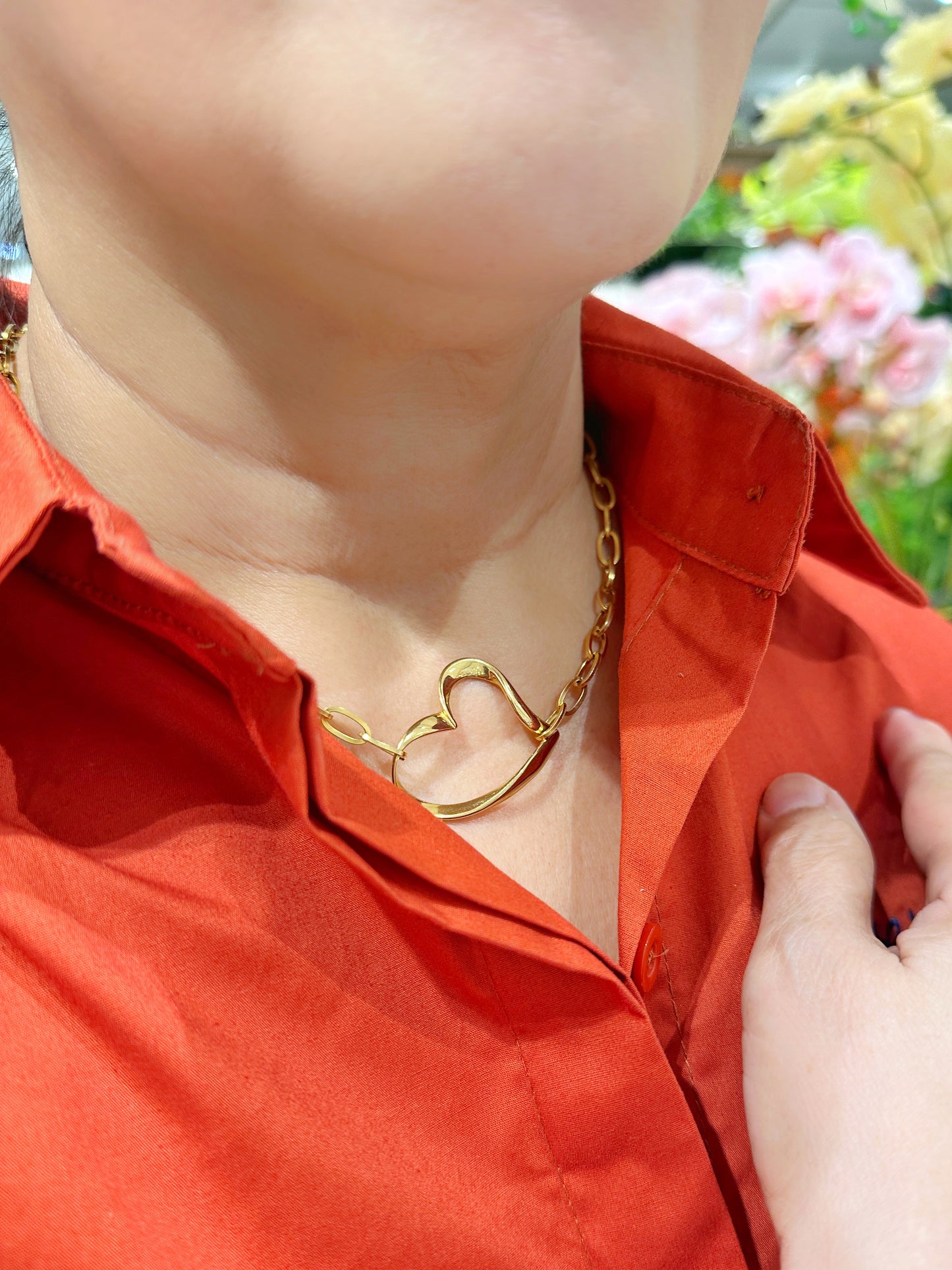 Open Heart Link Necklace & Bracelet Set