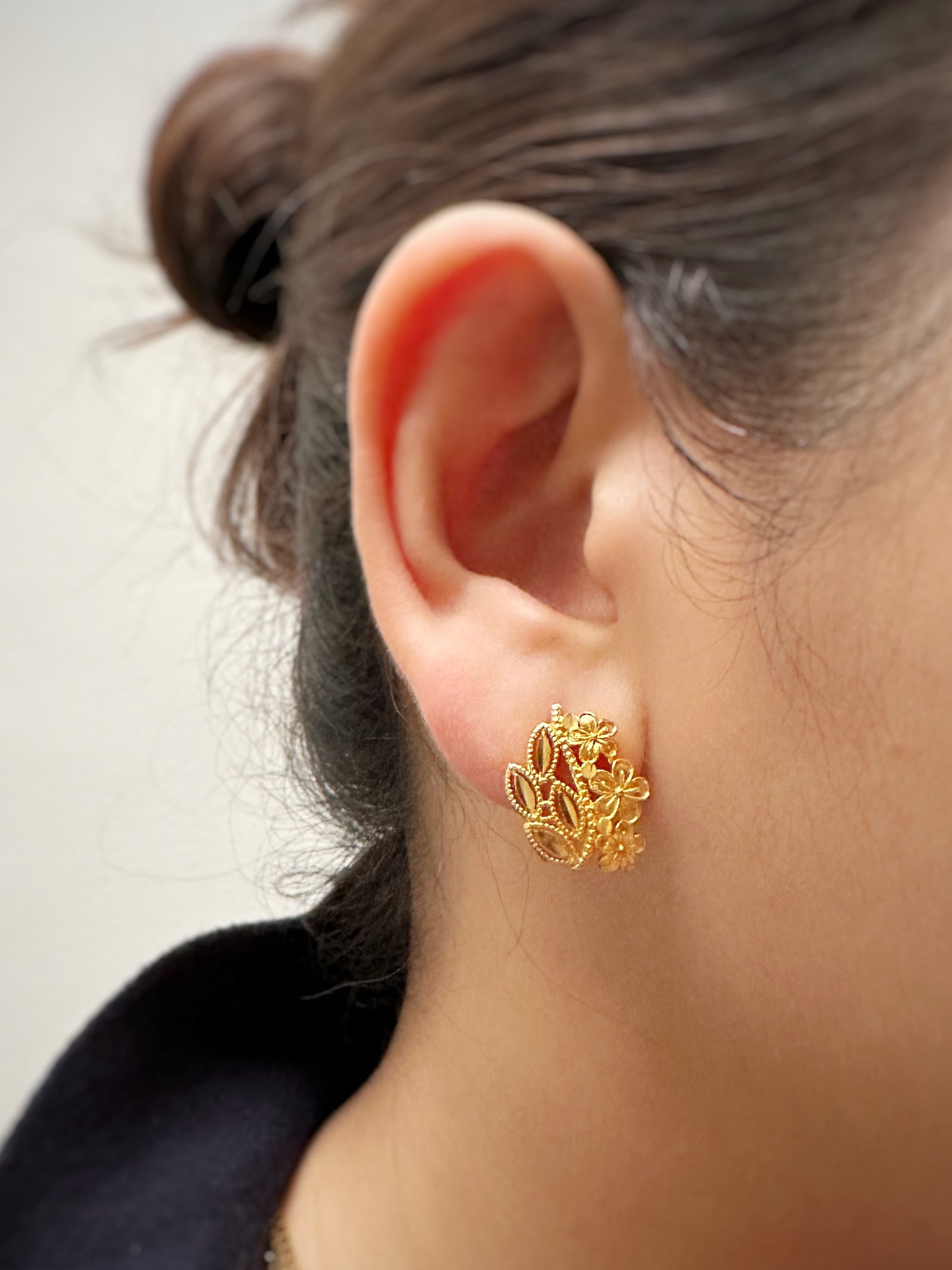 Golden Flora Statement Stud Earrings